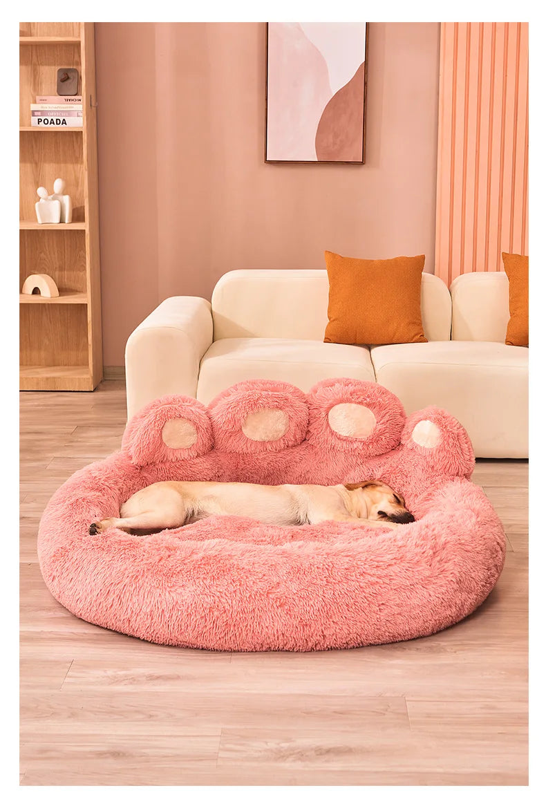 Paw Shaped Large Fluffy Dogs Bed
