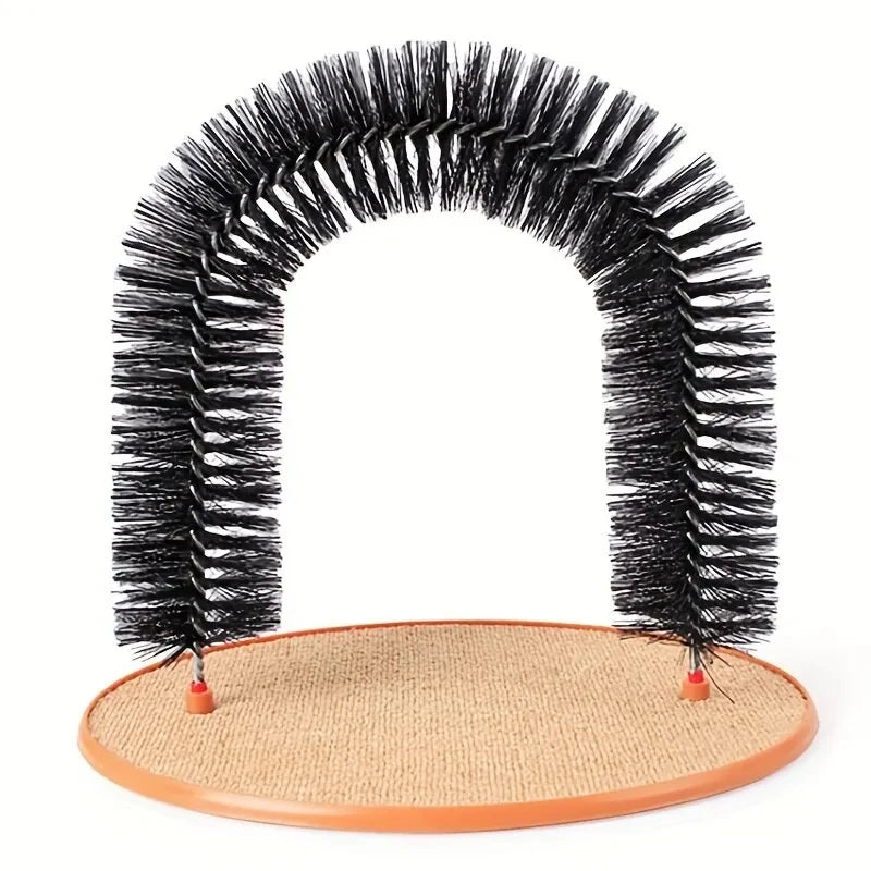 Interactive Cat Grooming Arch – Self Brush & Scratch Pad Toy