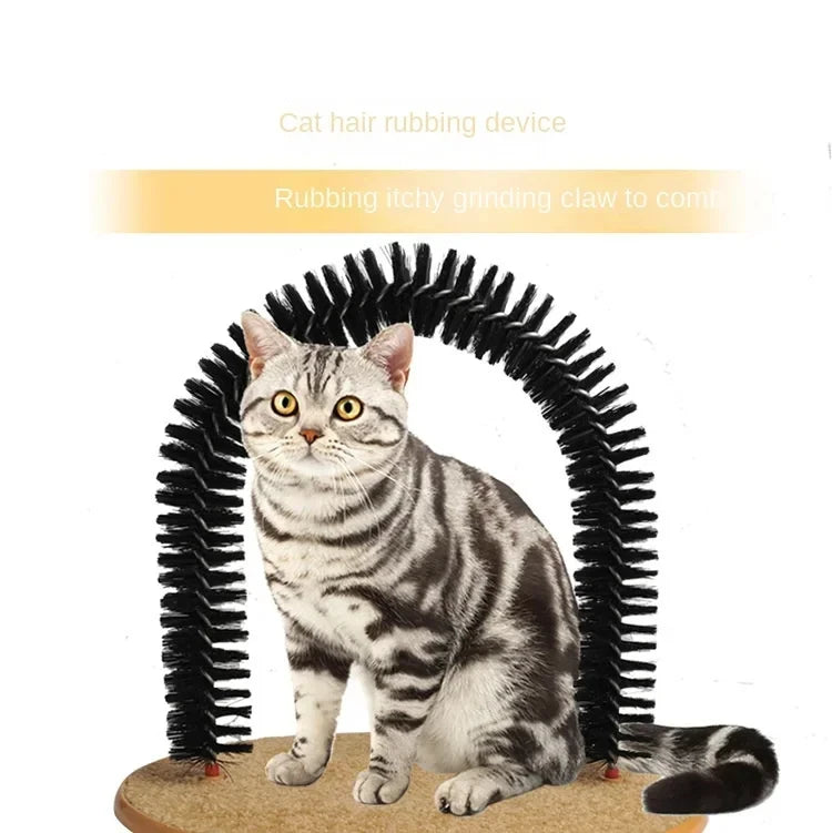 Interactive Cat Grooming Arch – Self Brush & Scratch Pad Toy