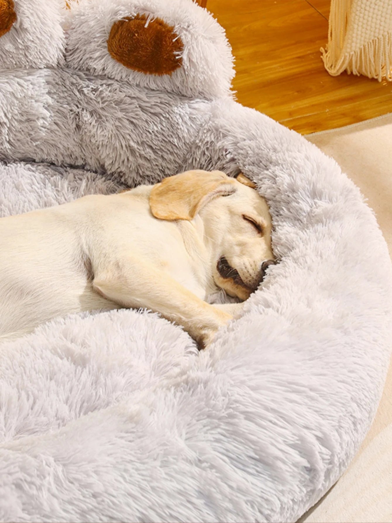 Paw Shaped Large Fluffy Dogs Bed