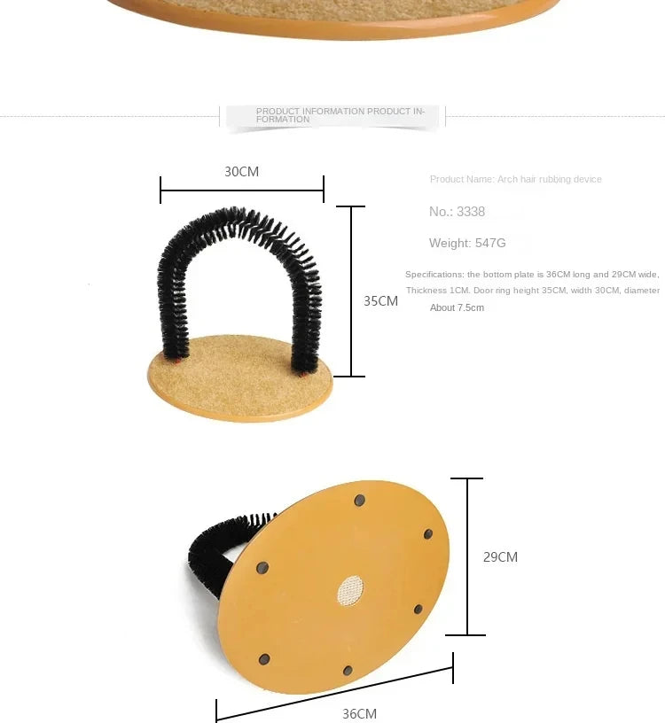 Interactive Cat Grooming Arch – Self Brush & Scratch Pad Toy