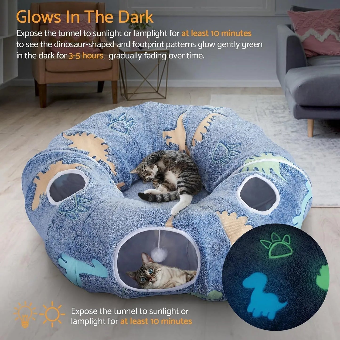Peekaboo Cat Cave - Foldable Cat Tunnel with Washable Cushion
