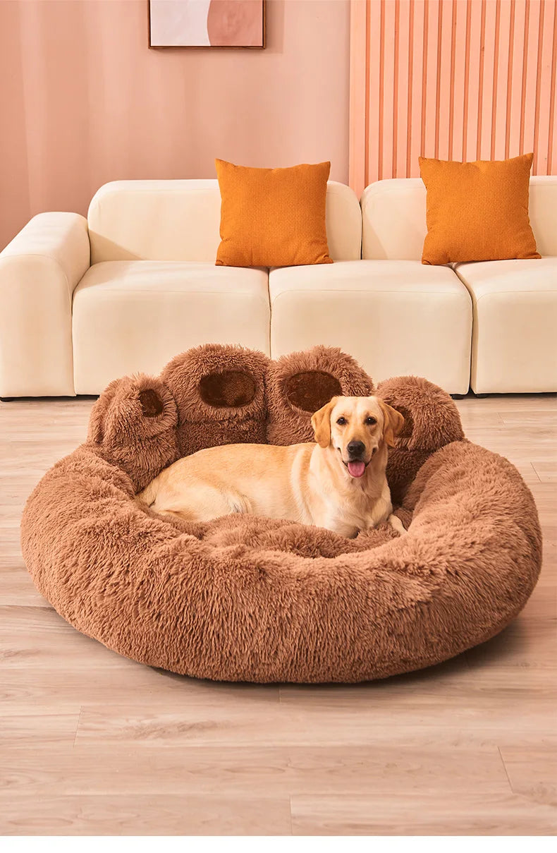 Paw Shaped Large Fluffy Dogs Bed