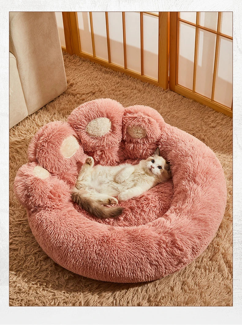 Paw Shaped Large Fluffy Dogs Bed