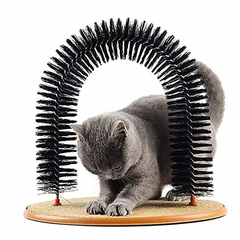 Interactive Cat Grooming Arch – Self Brush & Scratch Pad Toy