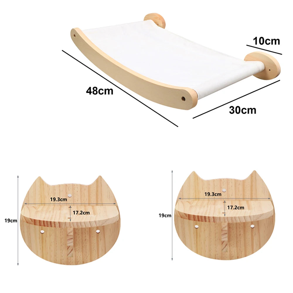 Cat Wall Furniture | Cat Tree with Shelves, Hammock, Rope Ladder & Scratching Post