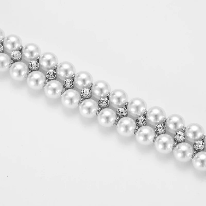 Luxury Jeweled Pet Collar – Pearl Necklace with Rhinestones for Cats & Small Dogs