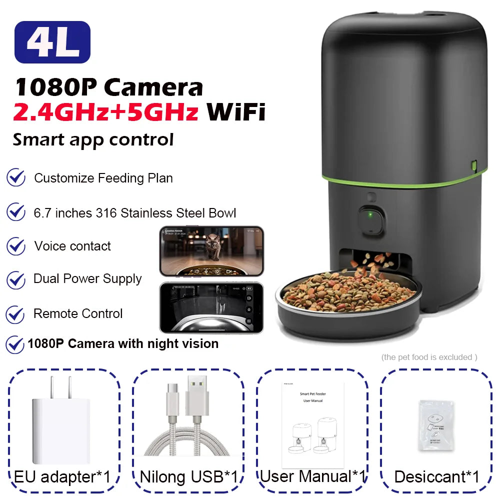 Smart App Controlled Automatic Cat & Dog / Pet Feeder with 1080P Camera, Wi-Fi & Night Vision