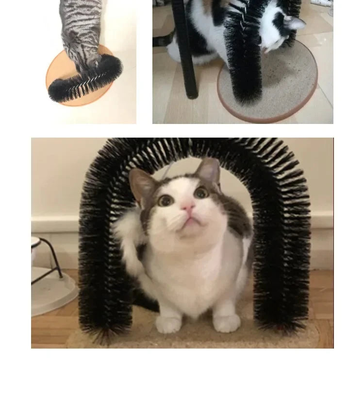 Interactive Cat Grooming Arch – Self Brush & Scratch Pad Toy