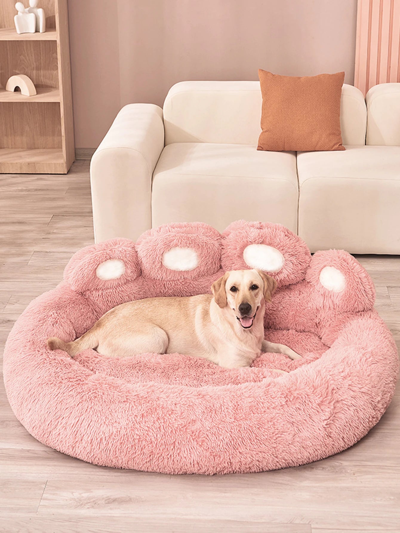 Paw Shaped Large Fluffy Dogs Bed