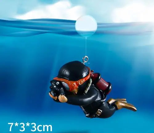 Cute Luminous Mini Diver Aquarium Decoration – Floating Scuba Diver Ornament