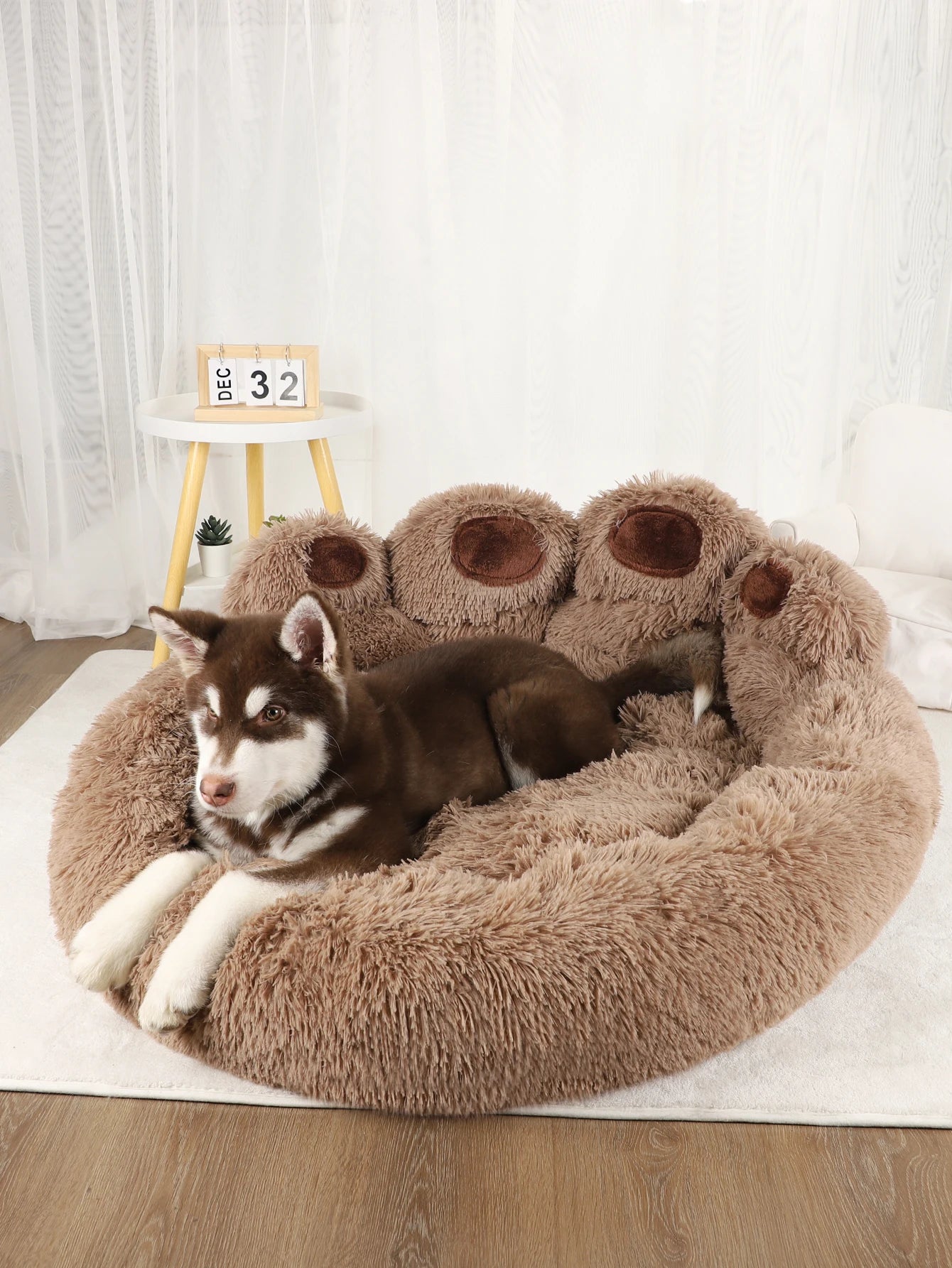 Paw Shaped Large Fluffy Dogs Bed