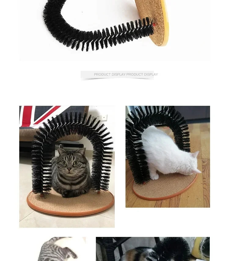 Interactive Cat Grooming Arch – Self Brush & Scratch Pad Toy