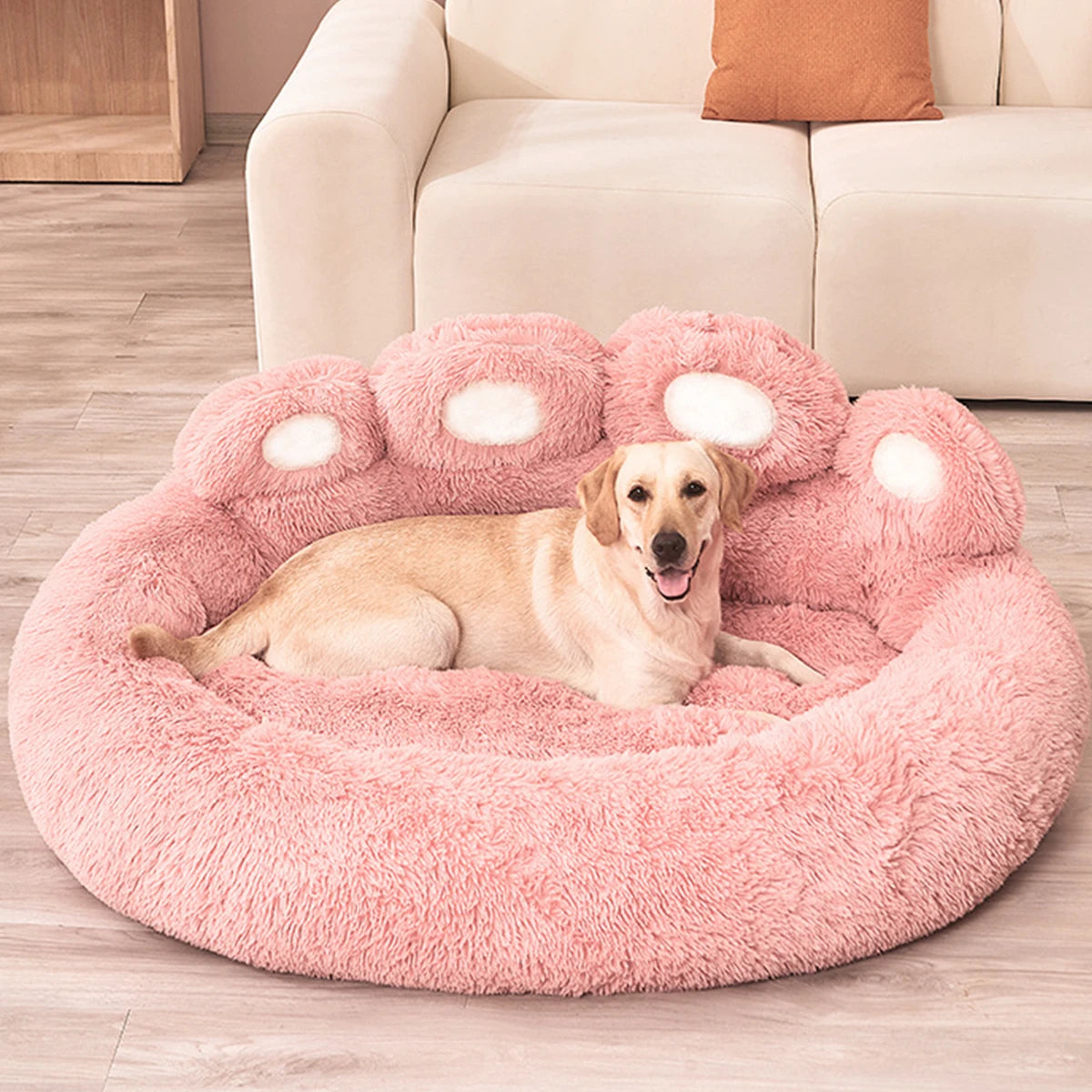 Paw Shaped Large Fluffy Dogs Bed