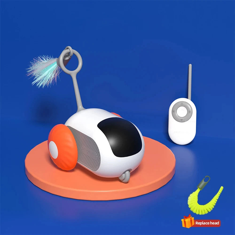 2-in-1 Smart Interactive Cat Toy Car – Automatic & Remote-Controlled Fast Moving Toy with Obstacle Avoidance