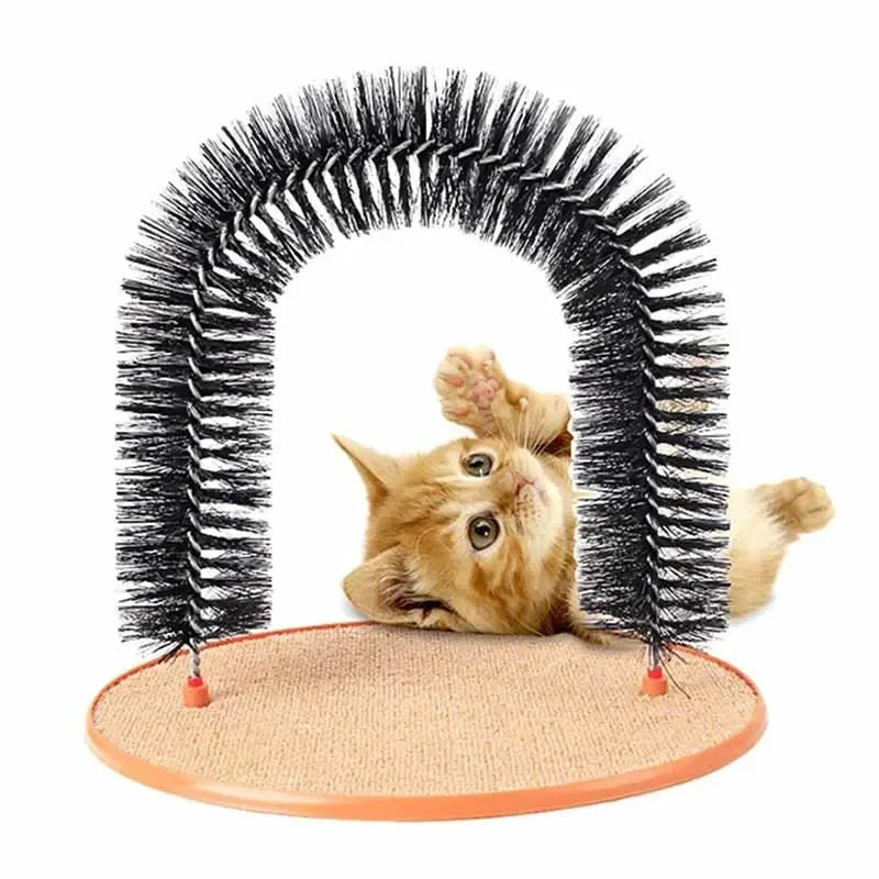 Interactive Cat Grooming Arch – Self Brush & Scratch Pad Toy