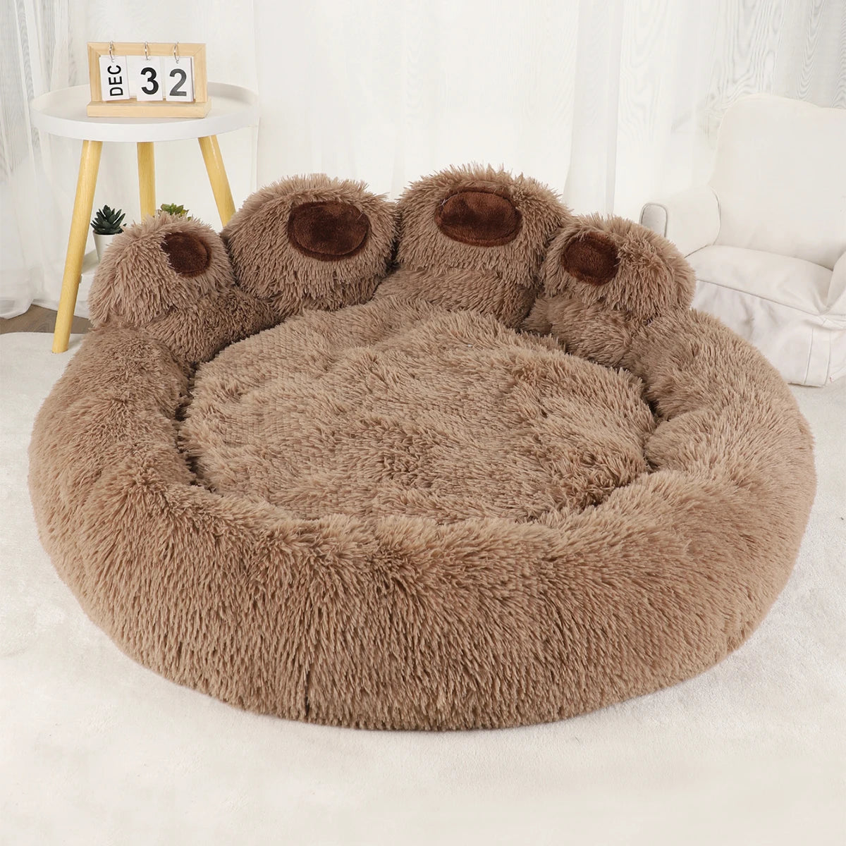 Paw Shaped Large Fluffy Dogs Bed