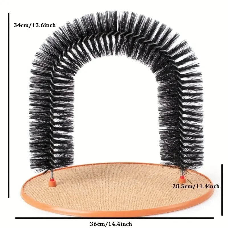 Interactive Cat Grooming Arch – Self Brush & Scratch Pad Toy