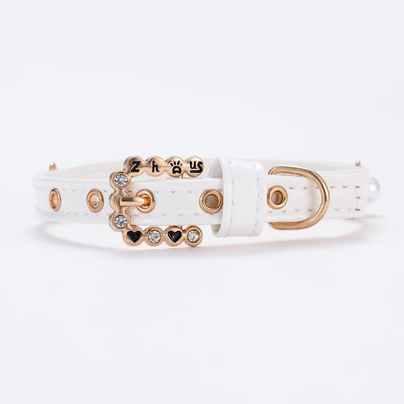 Luxury Jeweled Pet Collar – Pearl Necklace with Rhinestones for Cats & Small Dogs