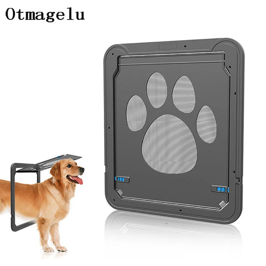 4-Way Lockable Plastic Pet Door for Dogs & Cats – Screen Window & Safety Flap Gate