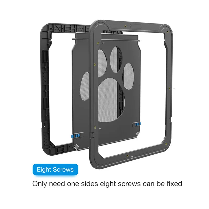 4-Way Lockable Plastic Pet Door for Dogs & Cats – Screen Window & Safety Flap Gate