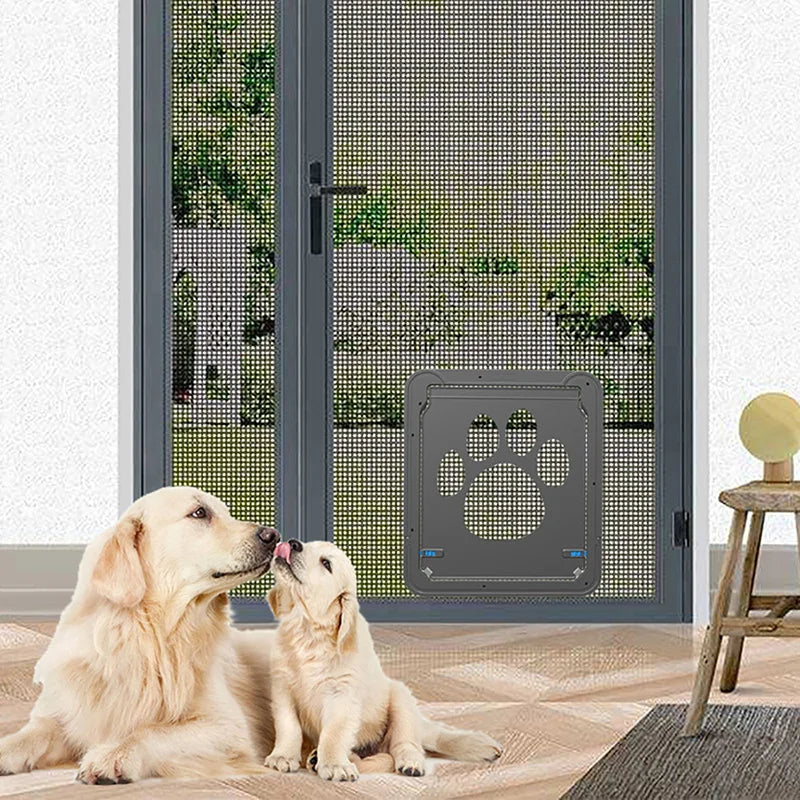 4-Way Lockable Plastic Pet Door for Dogs & Cats – Screen Window & Safety Flap Gate