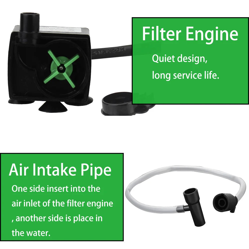 Low-Level Submersible Aquarium Filter Pump – Multi-Function Water Pump & Aeration Booster