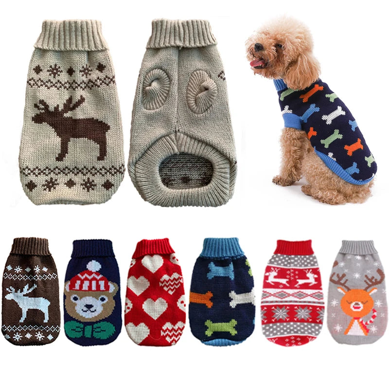 Warm Knitted Dog Sweater – Cozy Winter Clothes for Small & Medium Dogs