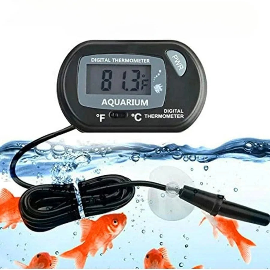 Digital Aquarium Thermometer with Probe – LCD Fish Tank Water Temperature Monitor