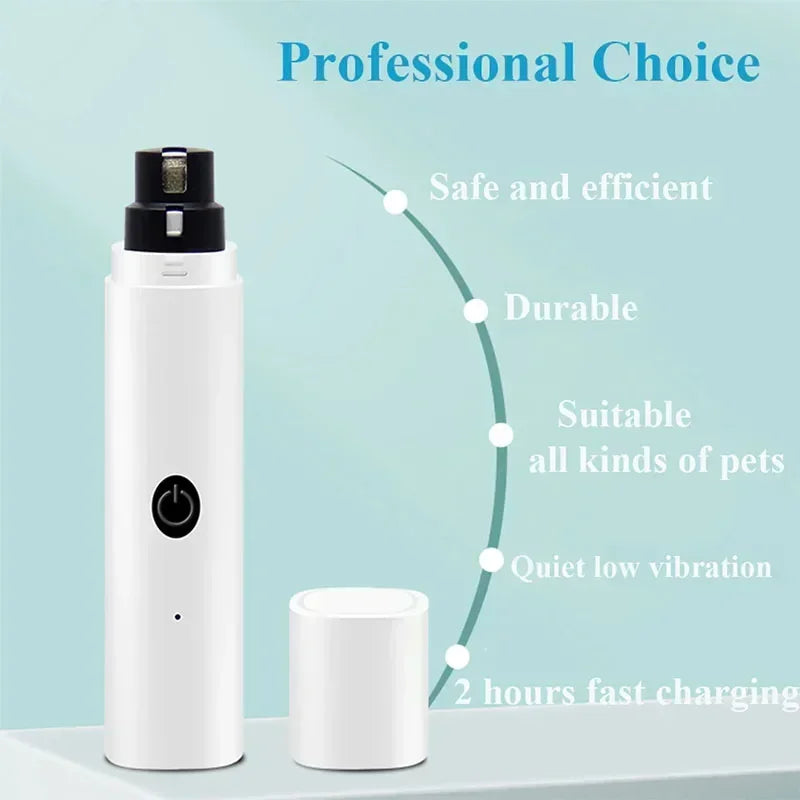 Electric Pet Nail Grinder with LED Light – USB Rechargeable, Low-Noise Dog & Cat Nail Clipper