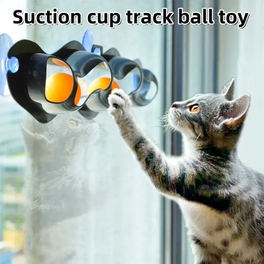 Interactive Wall-Mounted Cat Toy Track with Suction Cups – Space-Saving Play Tunnel with Rolling Balls