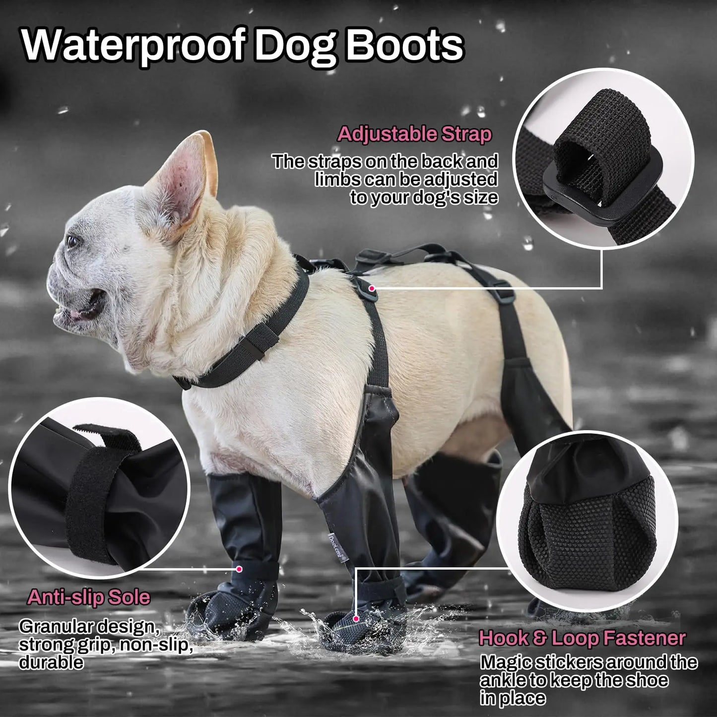 Anti-Slip Dog Shoes – Paw Protector, Rain & Outdoor Booties, Dirt-Proof, Secure Fit