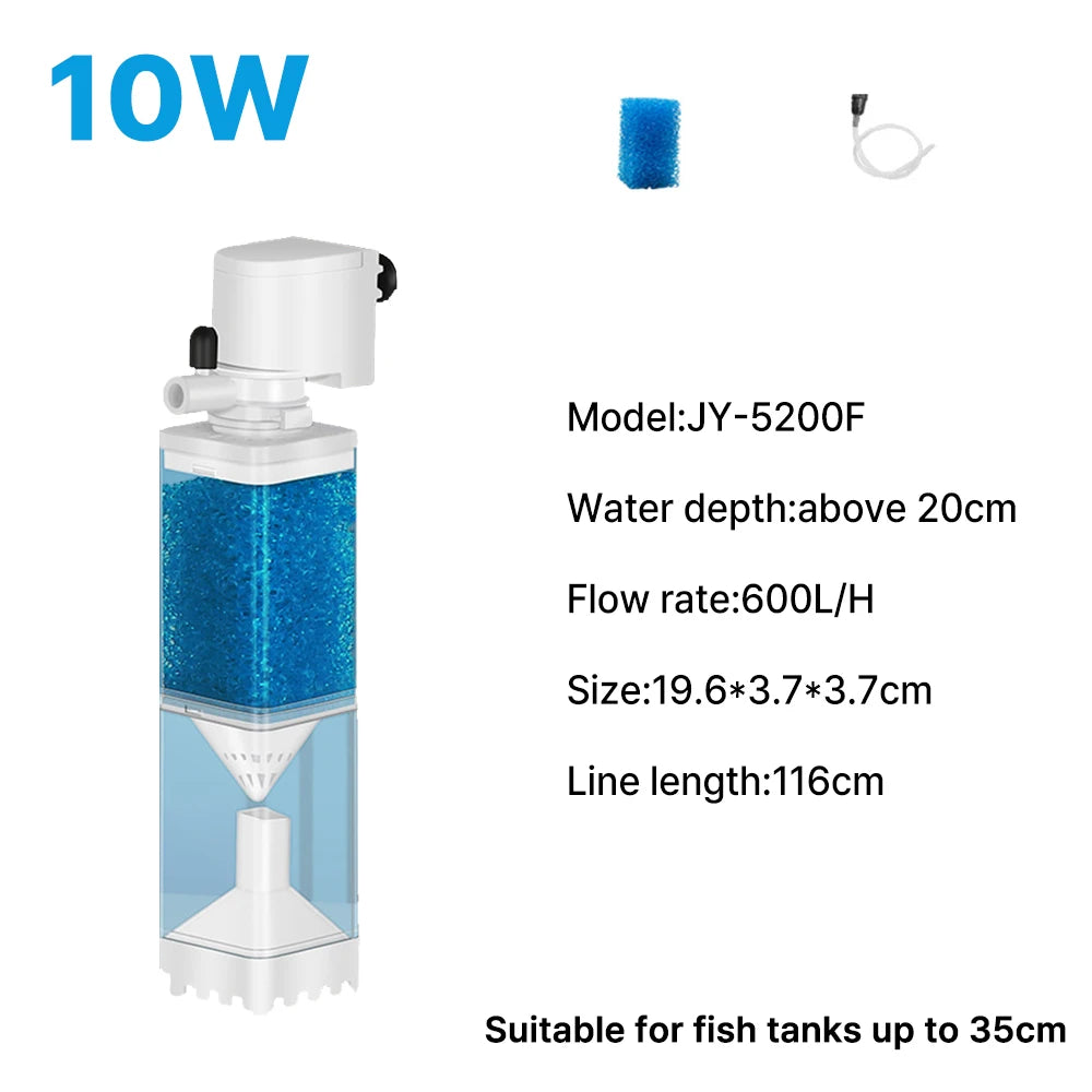 6-in-1 Submersible Aquarium Filter – Silent Water Pump, Aerator & Waste Suction