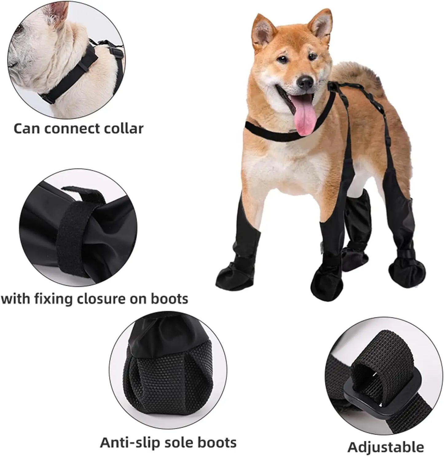 Anti-Slip Dog Shoes – Paw Protector, Rain & Outdoor Booties, Dirt-Proof, Secure Fit