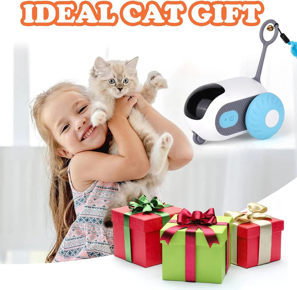 2-in-1 Smart Interactive Cat Toy Car – Automatic & Remote-Controlled Fast Moving Toy with Obstacle Avoidance
