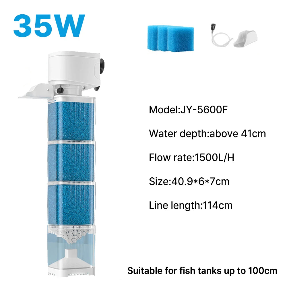 6-in-1 Submersible Aquarium Filter – Silent Water Pump, Aerator & Waste Suction