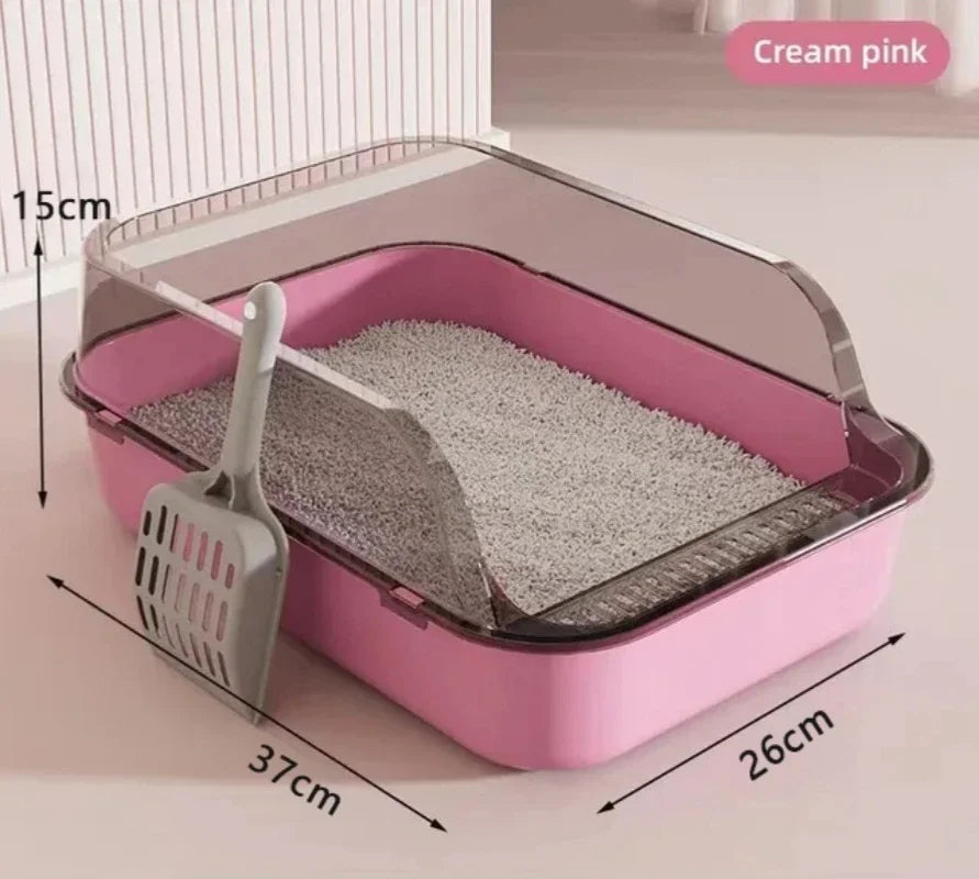 Semi-Enclosed Cat Litter Tray