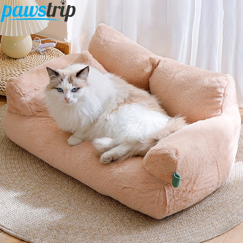 Luxury Winter Plush Cat Bed Sofa – Soft Warm Pet Nest