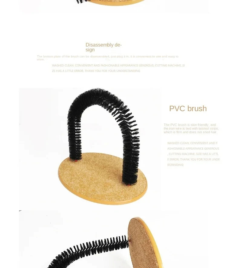 Interactive Cat Grooming Arch – Self Brush & Scratch Pad Toy