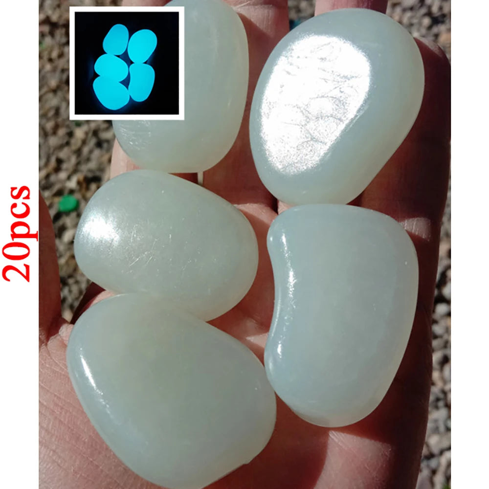 Glow-in-the-Dark Garden Pebbles (20PCS, 300g) – Luminous Resin Stones for Outdoor Landscaping, Fairy Gardens & Aquariums,Fish Tanks