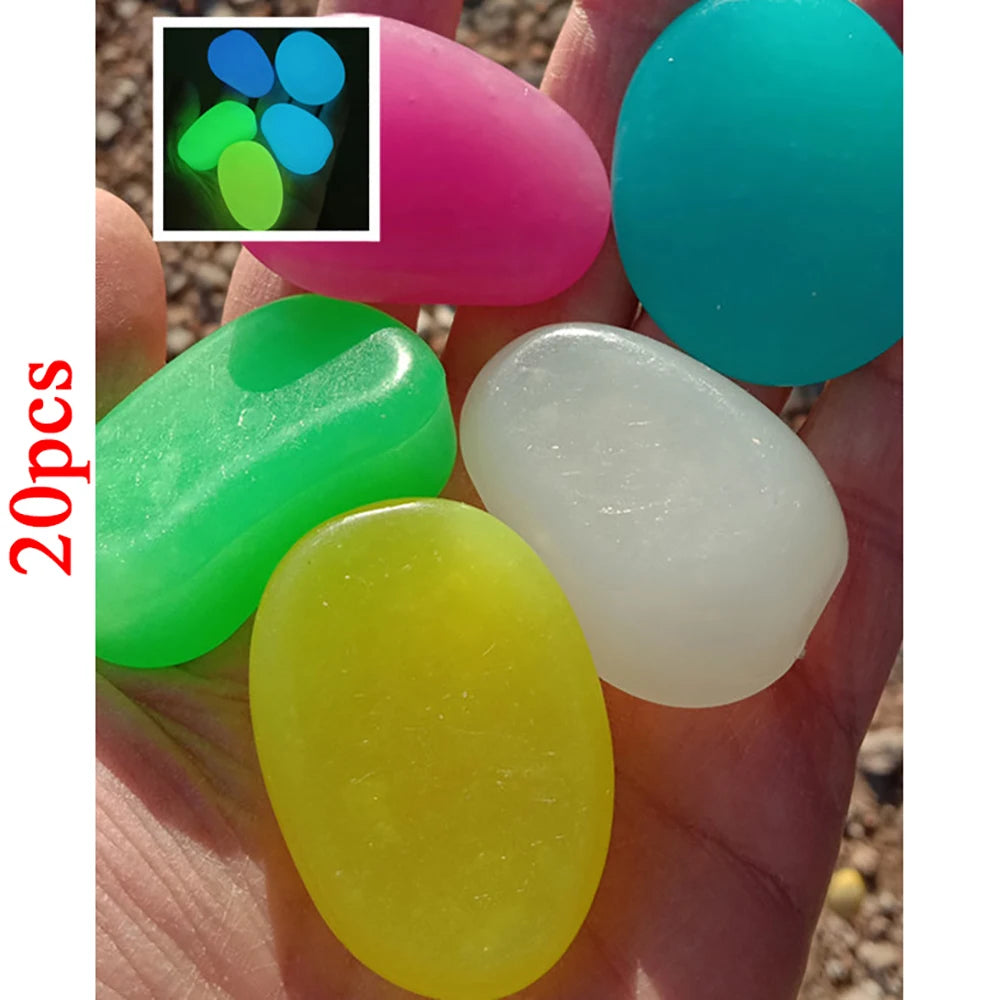 Glow-in-the-Dark Garden Pebbles (20PCS, 300g) – Luminous Resin Stones for Outdoor Landscaping, Fairy Gardens & Aquariums,Fish Tanks