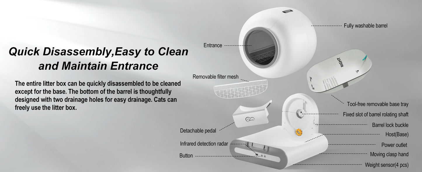 65L Self-Cleaning Smart Cat Litter Box with App Control