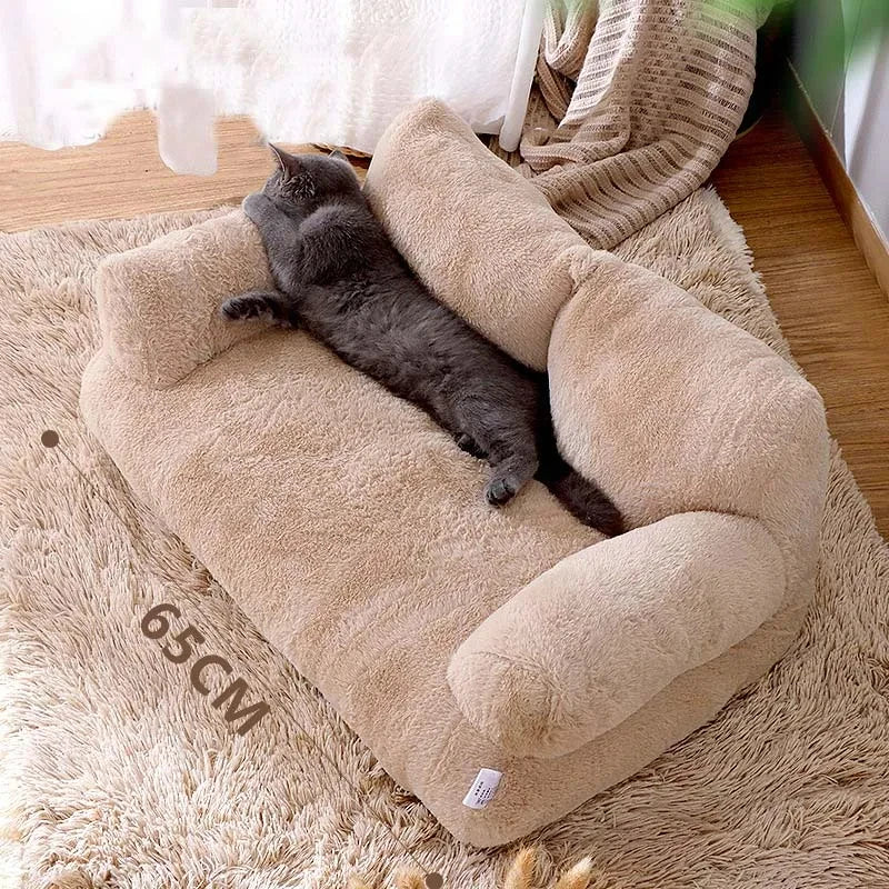 Luxury Winter Plush Cat Bed Sofa – Soft Warm Pet Nest