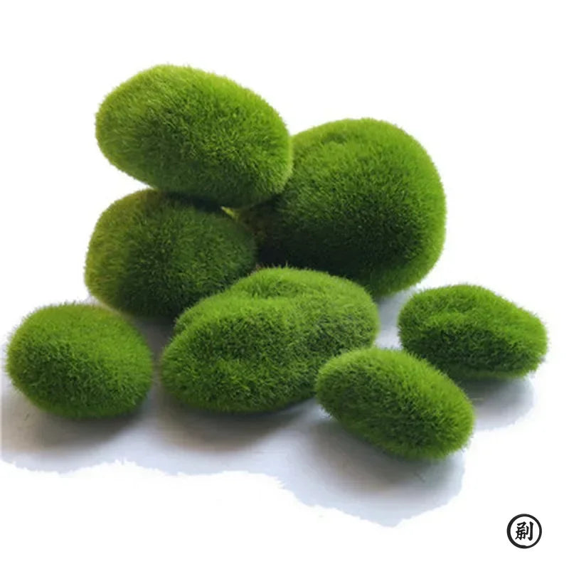 Artificial Green Moss Stones (10PCS) Aquarium Decoration for Fish Tanks, Terrariums