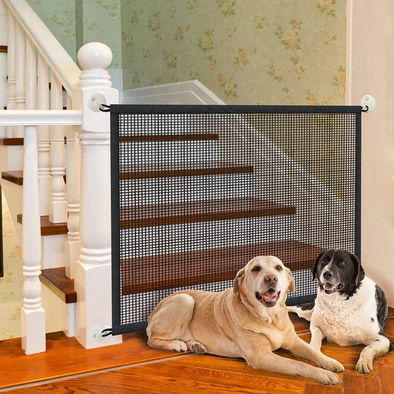Pet Dog Barrier Fence – 4Pcs Hook Folding Mesh Playpen for Dog Safety, Stairs & Home Isolation