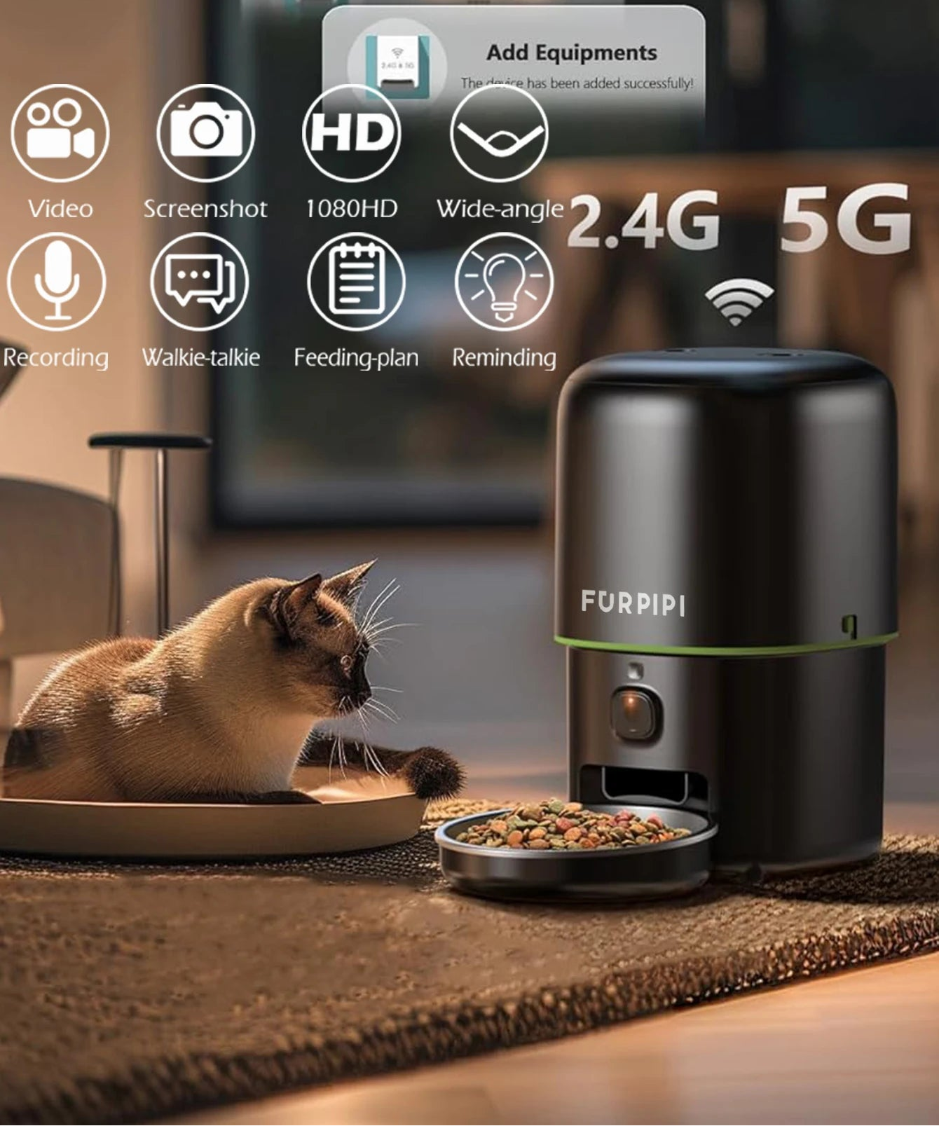 Smart App Controlled Automatic  Cat & Dog / Pet Feeder with 1080P Camera, Wi-Fi & Night Vision