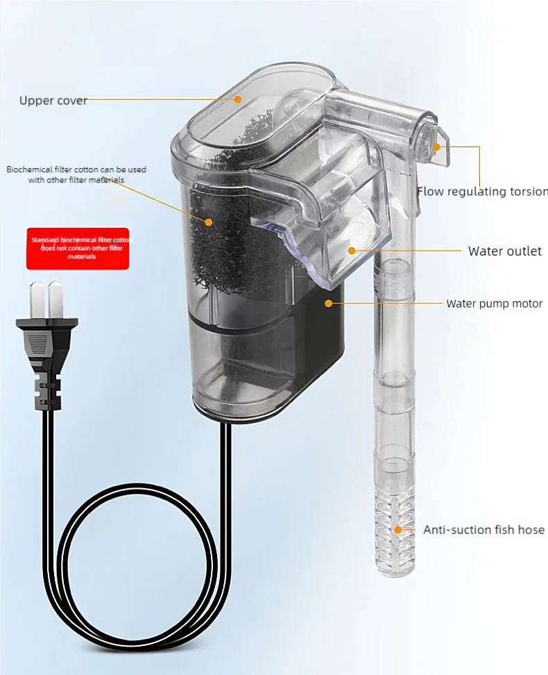 Mini Wall-Mounted Aquarium Filter – USB Waterfall Filter for Small Fish Tanks