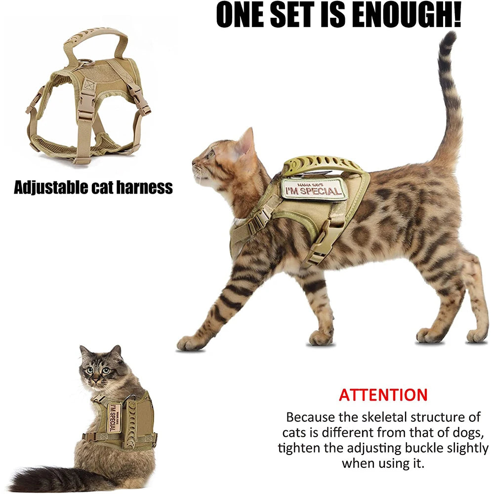 Tactical Escape-Proof Cat & Dog Harness – Adjustable Soft Mesh Vest with Control Handle
