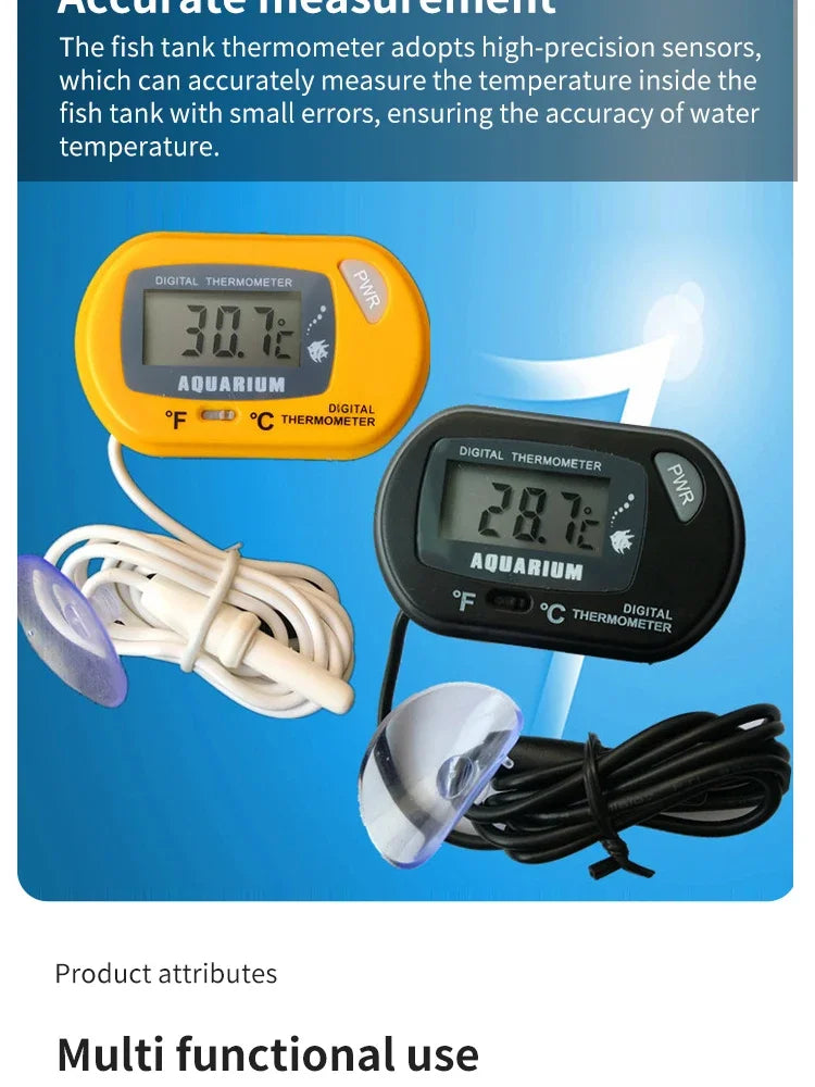 Digital Aquarium Thermometer with Probe – LCD Fish Tank Water Temperature Monitor