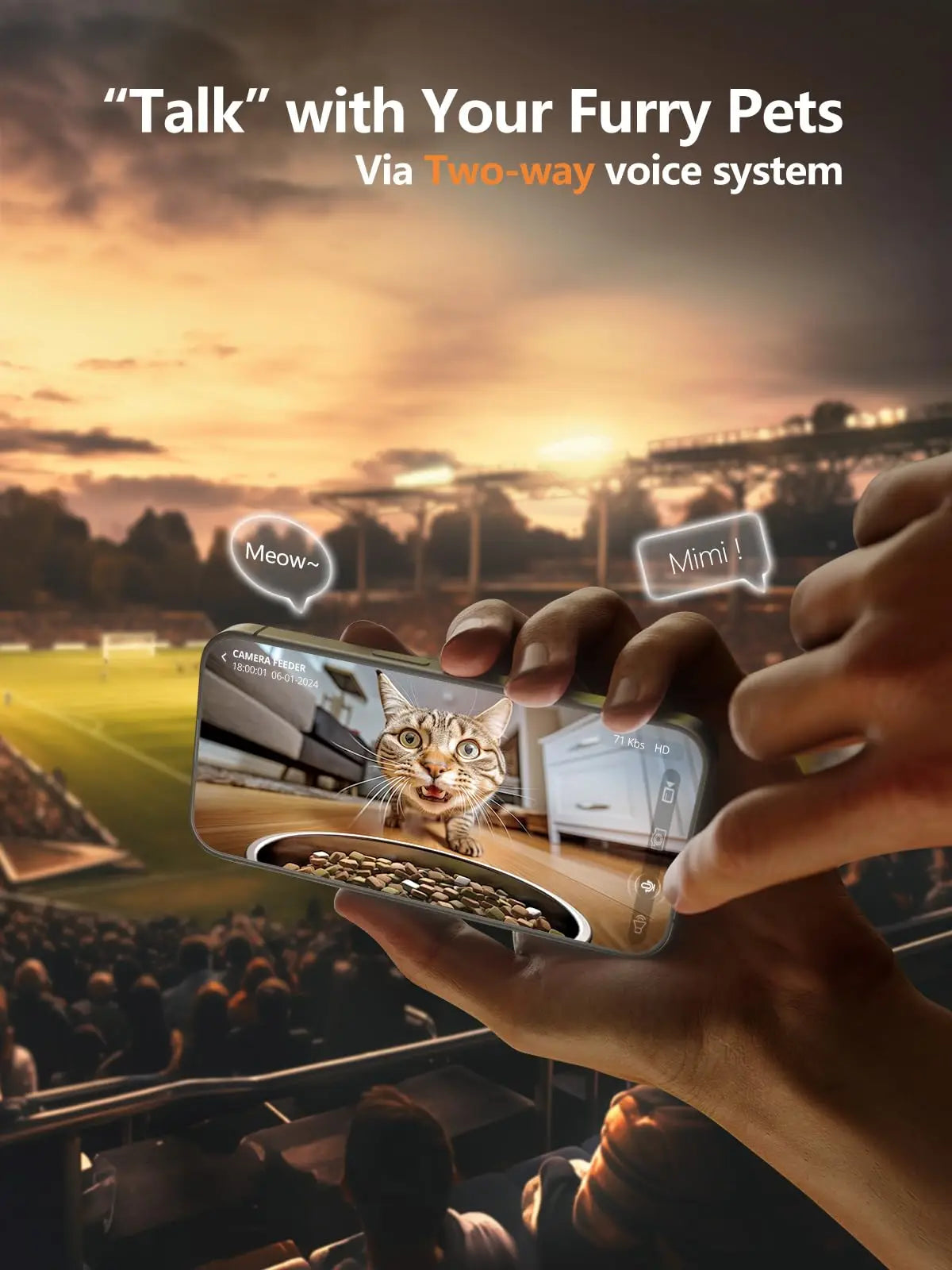 Smart App Controlled Automatic  Cat & Dog / Pet Feeder with 1080P Camera, Wi-Fi & Night Vision